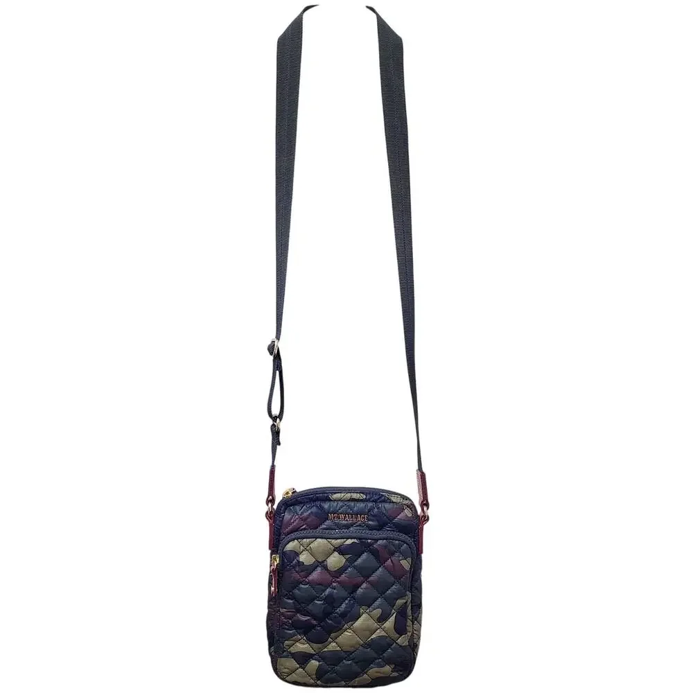 MZ WALLACE Metro Quilted Crossbody Bag Green Camo Camouflage Print - Picture 2 of 16